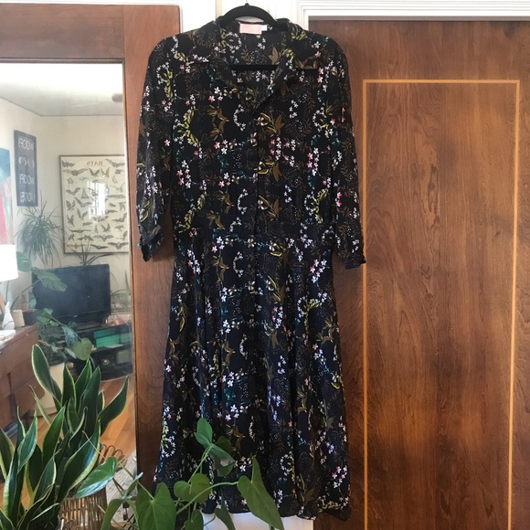 Farrow button down dark floral dress - Picture 3 of 8